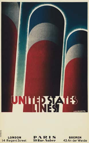 UNITED STATES LINES. 1928. 39x24 inches. Hachard, Paris.